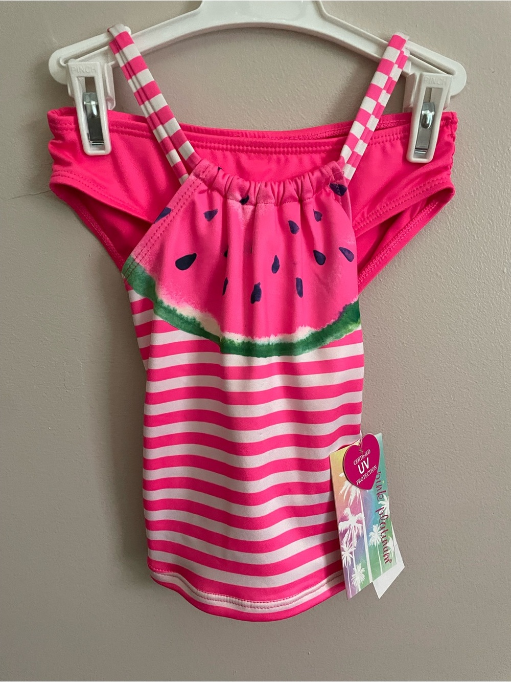 NWT 2-pc Pink Platinum Watermelon Stripe Tankini Swim Set